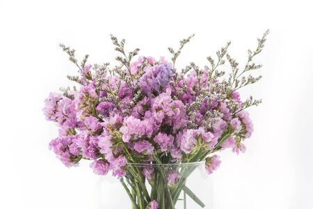 statice flower bouquet  on white backgroundの写真素材