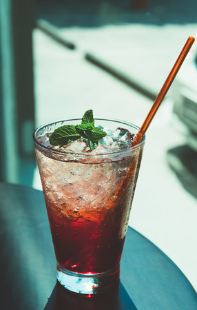 strawberry soda - soft focus with film filterの写真素材