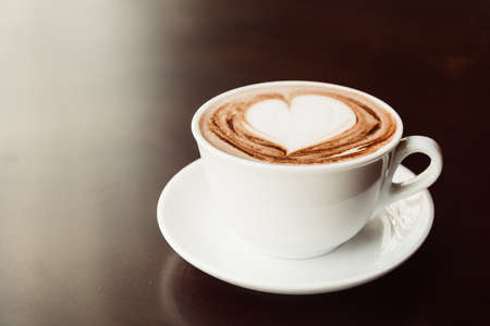 chocolate latte - soft focus with vintage film filterの写真素材