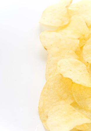 potato chips on white backgroundの写真素材