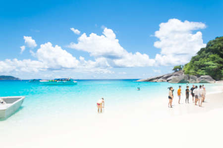 Blurred PHANGNGA THAILAND , May 2015 ,Koh Similan Island with Sailing Boat Rock landmark in Similan national park.のeditorial素材
