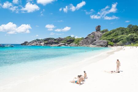 PHANGNGA THAILAND , May 2015 ,Koh Similan No.8 Island with Sailing Boat Rock landmark in Similan national park.のeditorial素材