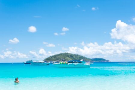 Blurred PHANGNGA THAILAND , May 2015 ,Koh Similan Island with Sailing Boat Rock landmark in Similan national park.のeditorial素材