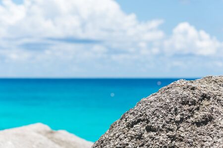 blue sky with sea and rockの写真素材