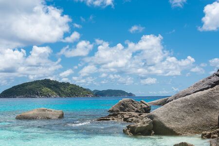 blue sky with sea and rockの写真素材