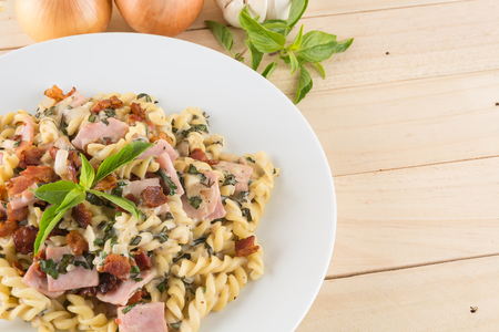 penne pasta with cream sauceの写真素材