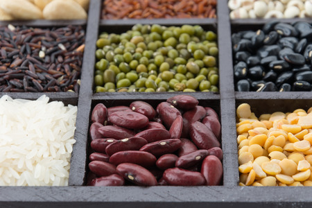 Mixture of beans in blockの写真素材