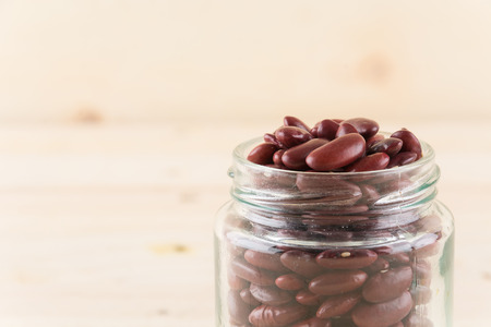 red beans on wood backgroundの写真素材