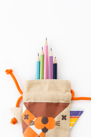 pencil bag on white backgroundの写真素材