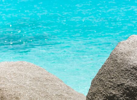 blue sky with sea and rockの写真素材