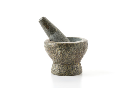 rock mortar on white backgroundの写真素材