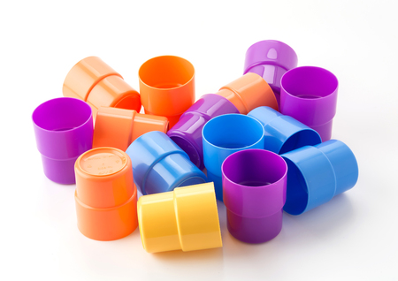 plastic glass on white background