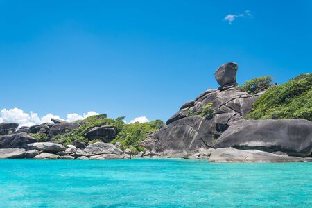 Koh Similan No.8 Island with Sailing Boat Rock landmark in Similan national park, Thailand.の写真素材