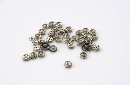 silver hook for cloth on white backgroundの写真素材