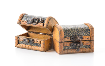 wood coffers on white backgroundの写真素材