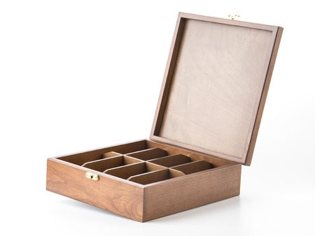 wood coffer on white background
