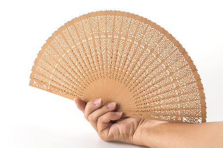 folding fan on white backgroundの写真素材
