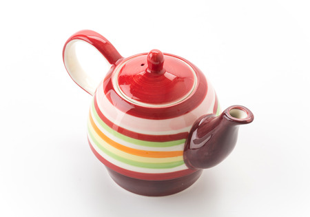 ceramic teapot on white backgroundの写真素材