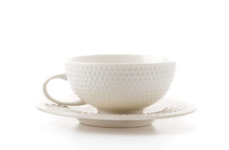 empty cup of coffee or mug on white backgroundの写真素材