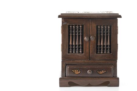 wooden cabinet on white backgroundの写真素材