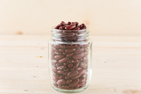 red beans on wood backgroundの写真素材