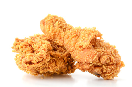 fried chicken on white backgroundの写真素材