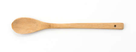 Wooden spoon on white backgroundの写真素材