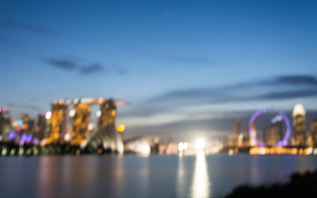 Blurred Landscape of the Singapore with beautiful skyのeditorial素材