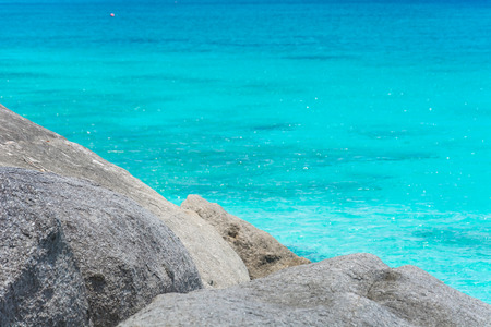 blue sky with sea and rockの写真素材