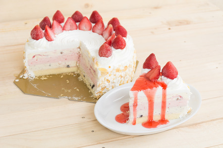 sweety strawberry delight ice-cream cakeの写真素材
