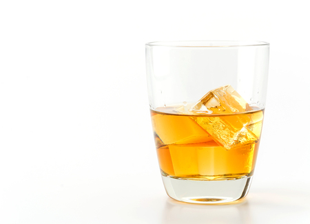 wisky glass  on white backgroundの写真素材