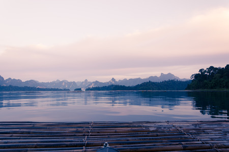 raft on lake with nature view