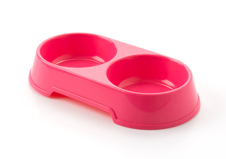 plastic feeding bowl on white backgroundの写真素材