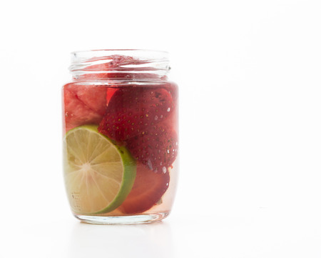 infused water on white backgroundの写真素材