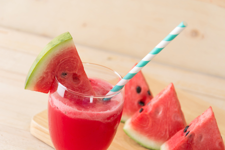 watermelon smoothie on wood backgroundの写真素材