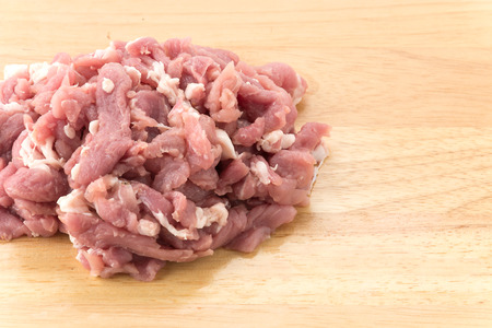 slice pork on wood boardの写真素材