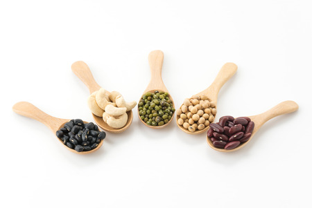 mix beans on white background