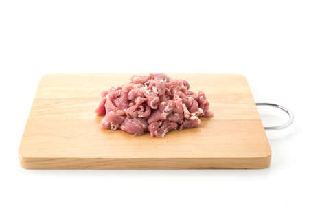 slice pork on white backgroundの写真素材