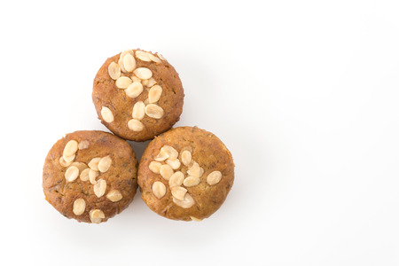 banana cake on white backgroundの写真素材