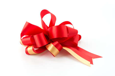 christmas bow on white backgroundの写真素材