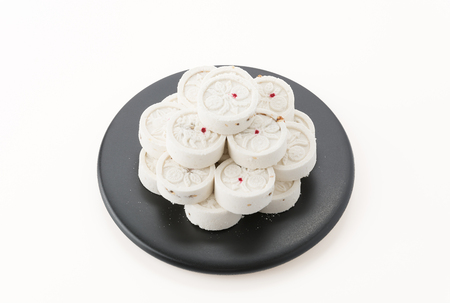 Chinese pastry on white backgroundの写真素材