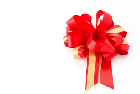 christmas bow on white backgroundの写真素材
