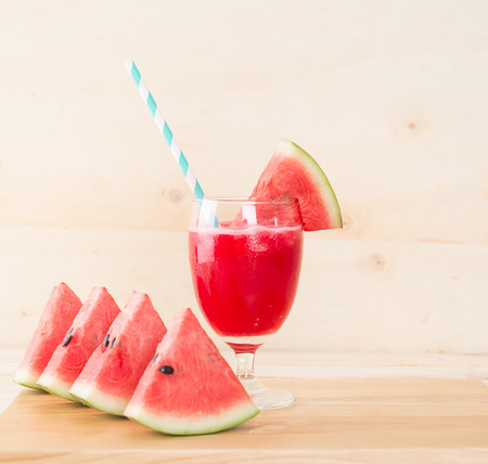 watermelon smoothie on wood backgroundの写真素材