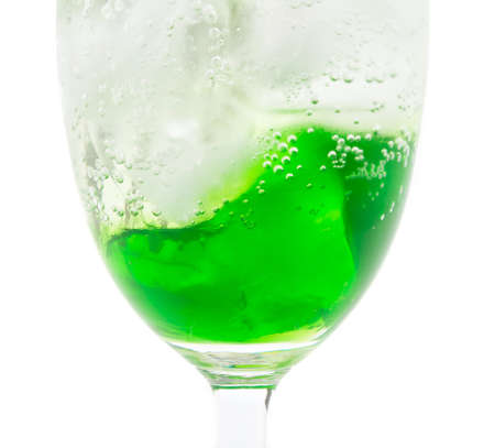 green soda on white background