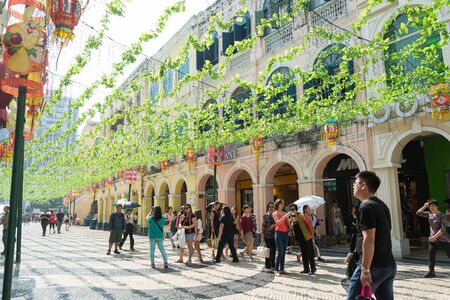 MACAU - Oct 16, 2015: Historic Centre of Macau-Senado Square in Macau, China. The Historic Centre of...
