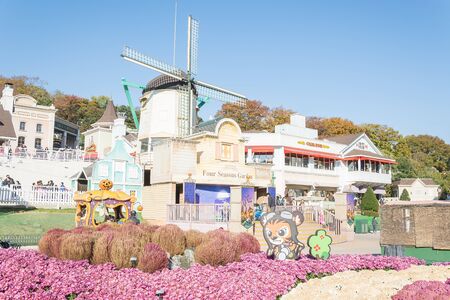SOUTH KOREA - October 31: The Architecture and unidentified tourists are walking in Everland Resort, Yongin City, South Korea, on October 31, 2015のeditorial素材