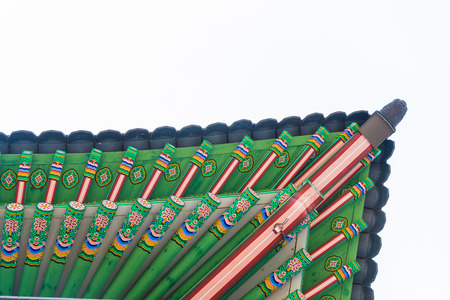 Beautiful and Old Architecture in Gyeongbokgung Palace in Seoul City at Koreaのeditorial素材