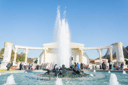 SOUTH KOREA - October 31: The Architecture and unidentified tourists are walking in Everland Resort, Yongin City, South Korea, on October 31, 2015のeditorial素材