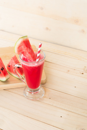 watermelon smoothie on wood backgroundの写真素材