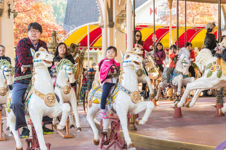 SOUTH KOREA - October 31: The Architecture and unidentified tourists are walking in Everland Resort, Yongin City, South Korea, on October 31, 2015のeditorial素材